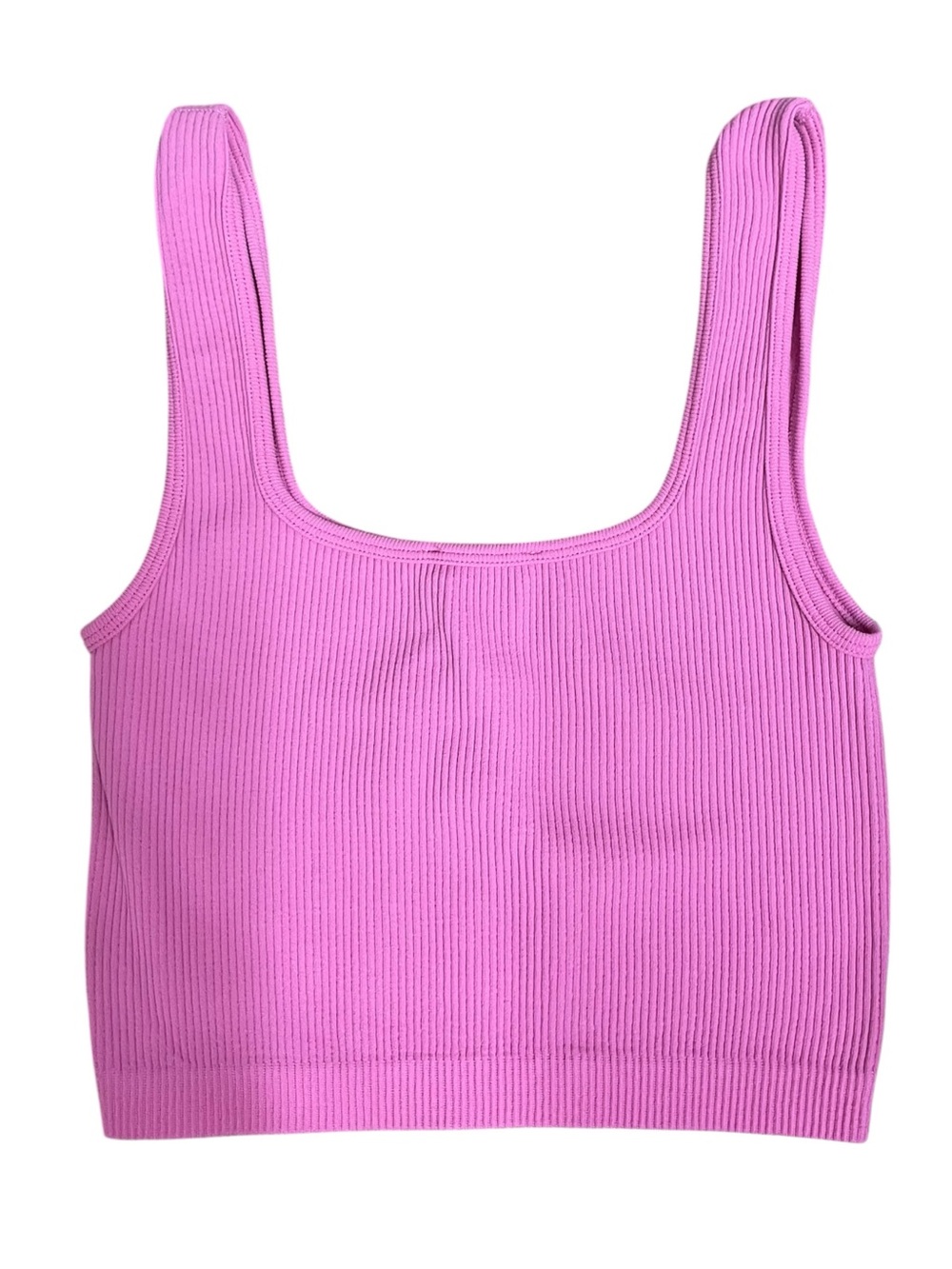 ZARA Women Hot Barbie Pink Seamless Ribbed Crop Tank Top Size XS S